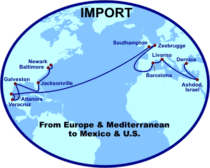 Carte d'une route d'import