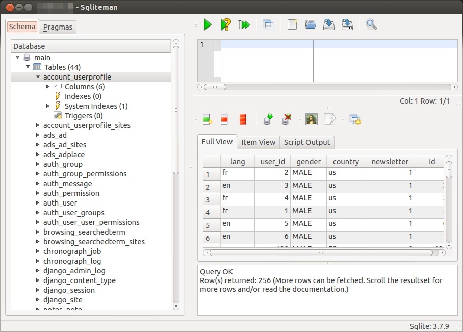 Capture d'écran du logiciel SqlMan